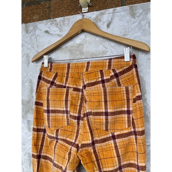 FREE PEOPLE Plaid Float On Flare Corduroy Pants size 28 - Picture 9 of 12